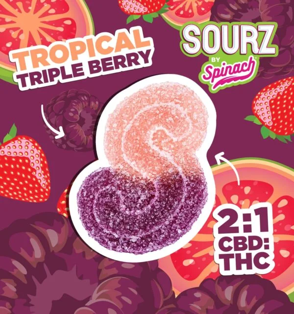 SOURZ TROPICAL TRIPLE BERRY 2:1THC GUMMIES